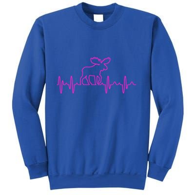 Moose Heartbeat For Moose Lovers Reindeer Stag Antler Gift Sweatshirt