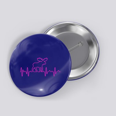Moose Heartbeat For Moose Lovers Reindeer Stag Antler Gift Button