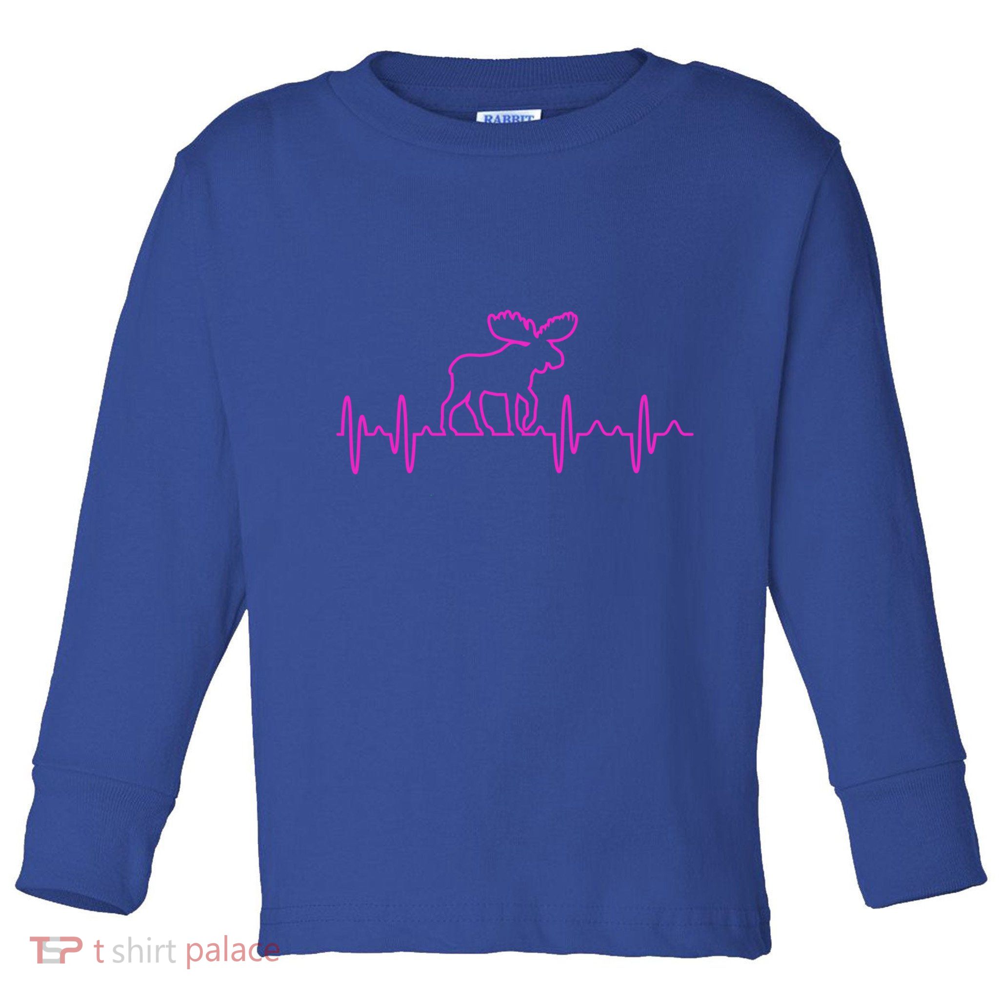 Moose Heartbeat For Moose Lovers Reindeer Stag Antler Gift Toddler Long Sleeve Shirt