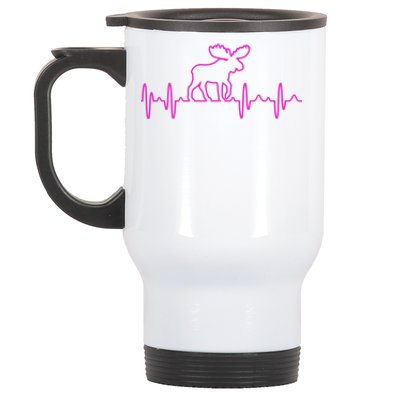 Moose Heartbeat For Moose Lovers Reindeer Stag Antler Gift Stainless Steel Travel Mug