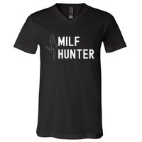 Milf Hunter Funny Adult Humor Gift V-Neck T-Shirt