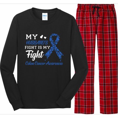 My Husband's Fight Is My Fight Colon Cancer Awareness Gift Long Sleeve Pajama Set