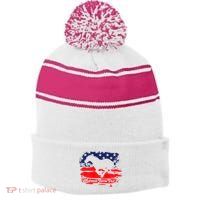 Midwest Horse Fair Redwhiteblue Flag Stripe Pom Pom Beanie