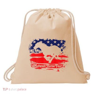 Midwest Horse Fair Redwhiteblue Flag Drawstring Bag