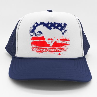 Midwest Horse Fair Redwhiteblue Flag Trucker Hat