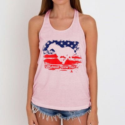 Midwest Horse Fair Redwhiteblue Flag Women's Knotted Racerback Tank