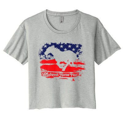 Midwest Horse Fair Redwhiteblue Flag Women's Crop Top Tee