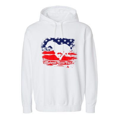 Midwest Horse Fair Redwhiteblue Flag Garment-Dyed Fleece Hoodie