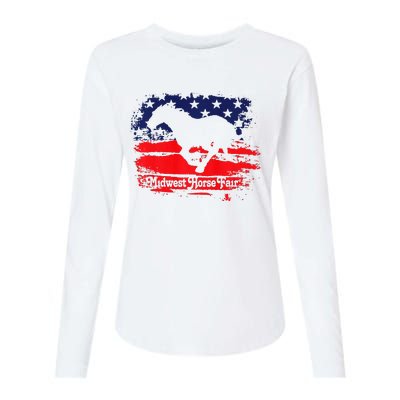 Midwest Horse Fair Redwhiteblue Flag Womens Cotton Relaxed Long Sleeve T-Shirt