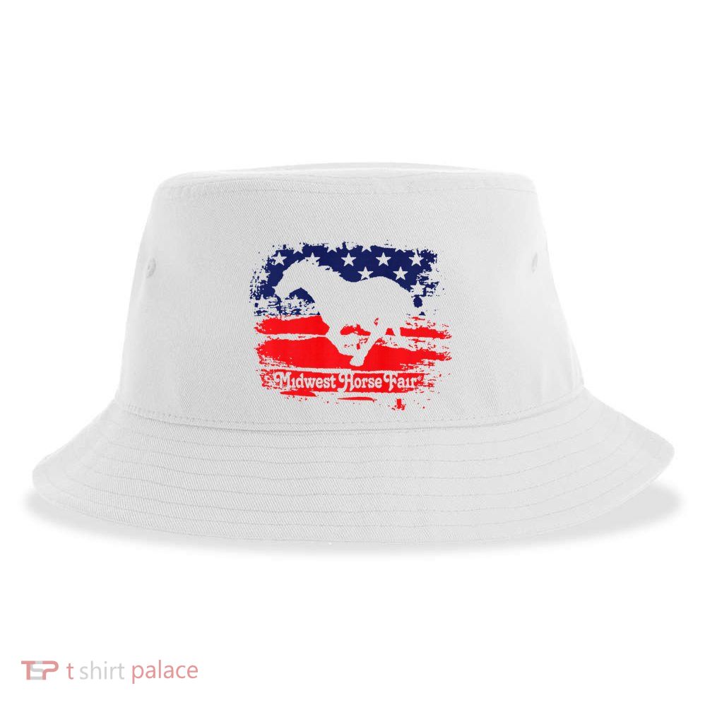 Midwest Horse Fair Redwhiteblue Flag Sustainable Bucket Hat