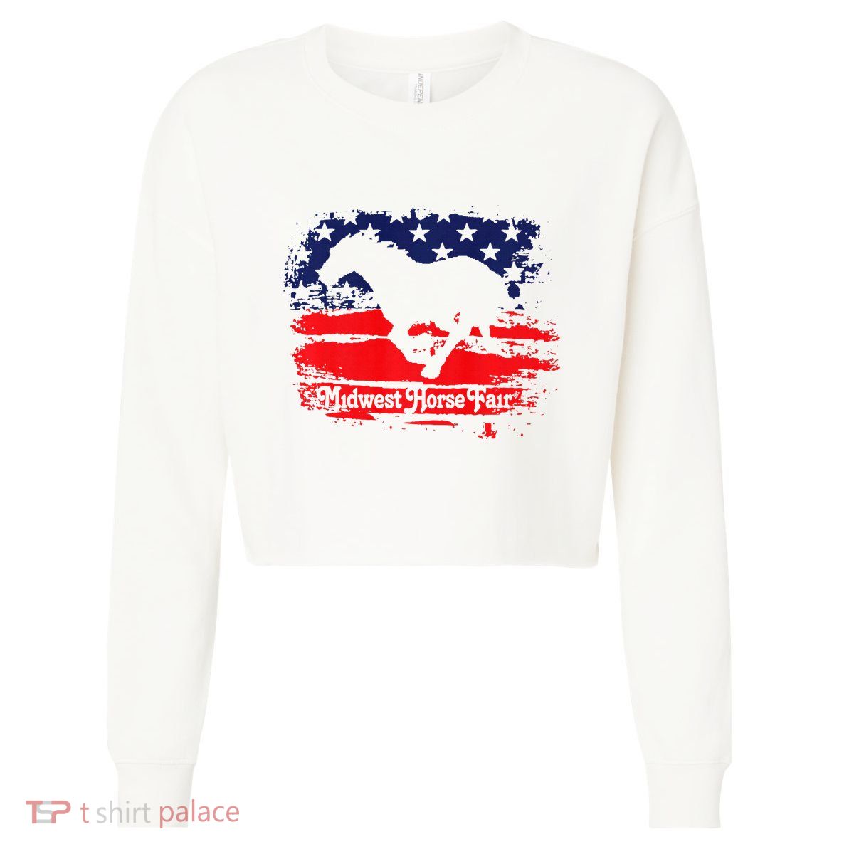 Midwest Horse Fair Redwhiteblue Flag Cropped Pullover Crew