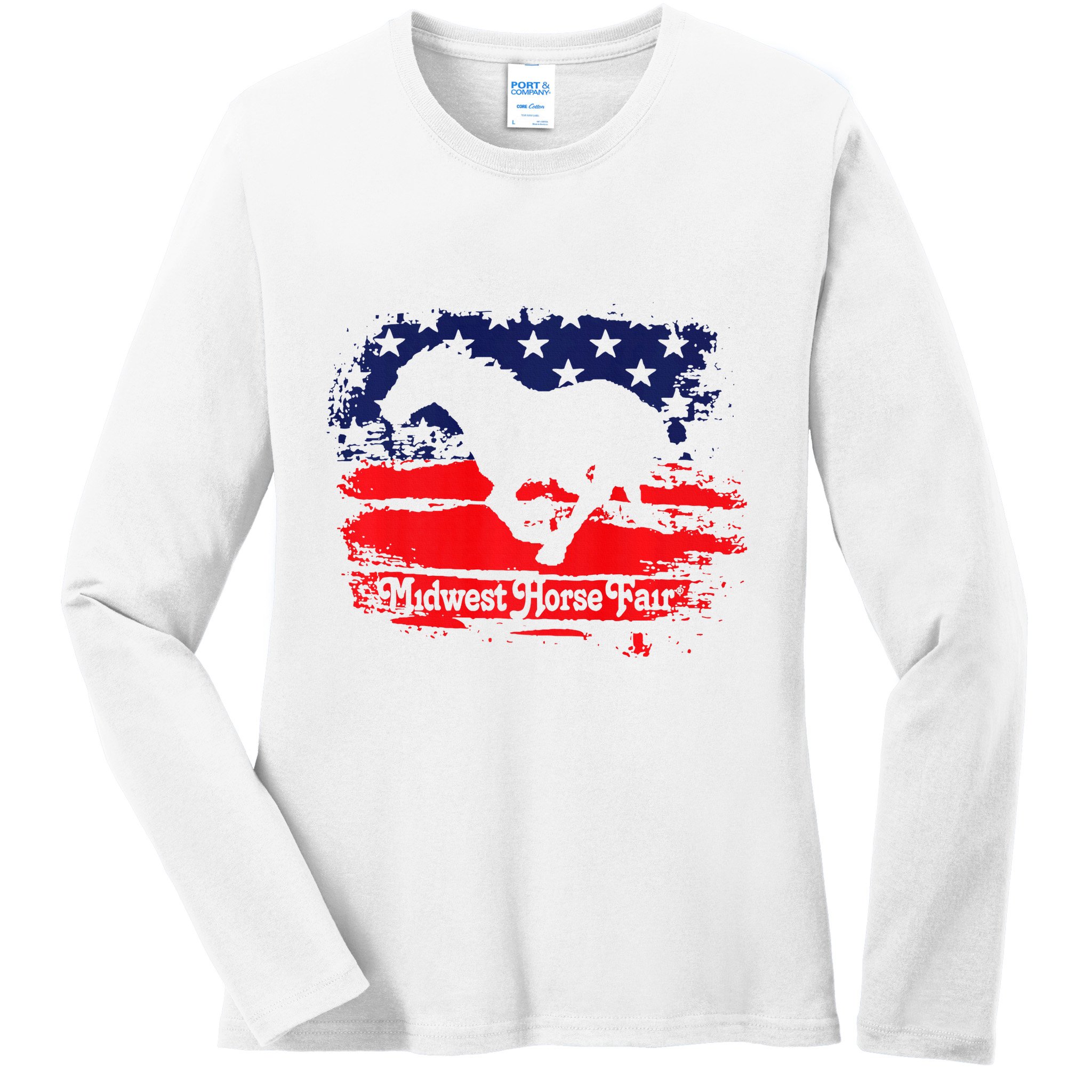 Midwest Horse Fair Redwhiteblue Flag Ladies Long Sleeve Shirt