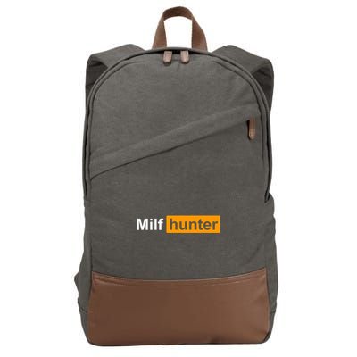 Milf Hunter Funny Adult Humour Joke For Who Love Milfs Cotton Canvas Backpack