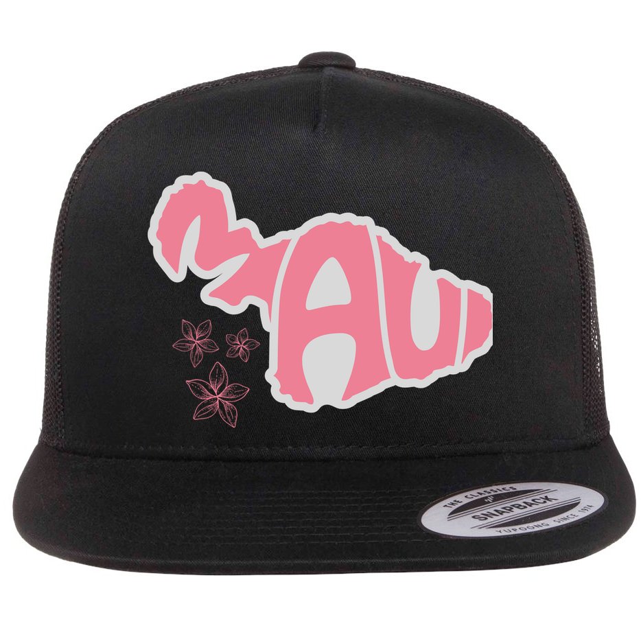 Maui Hawaii Floral Flat Bill Trucker Hat