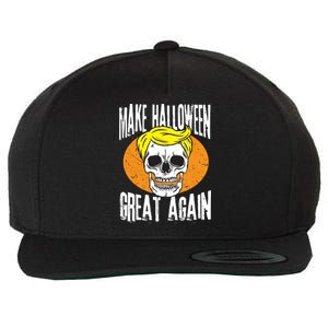 Make Halloween Great Again Funny Trump Skull Skeleton Bones Cool Gift Wool Snapback Cap