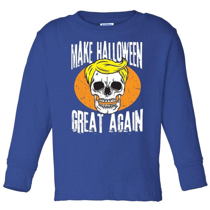 Make Halloween Great Again Funny Trump Skull Skeleton Bones Cool Gift Toddler Long Sleeve Shirt