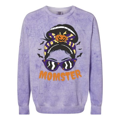 Momster Halloween Gift For Mom Colorblast Crewneck Sweatshirt