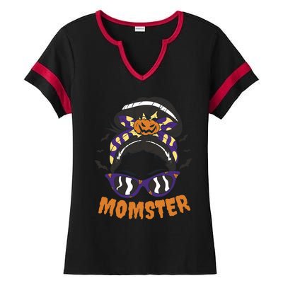 Momster Halloween Gift For Mom Ladies Halftime Notch Neck Tee