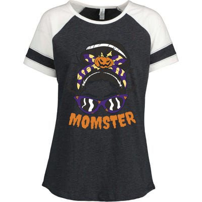 Momster Halloween Gift For Mom Enza Ladies Jersey Colorblock Tee