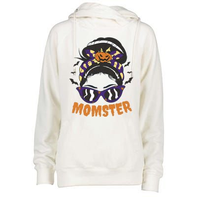 Momster Halloween Gift For Mom Womens Funnel Neck Pullover Hood