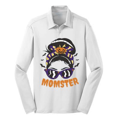 Momster Halloween Gift For Mom Silk Touch Performance Long Sleeve Polo