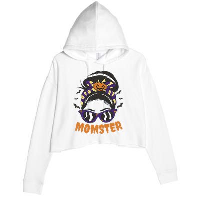 Momster Halloween Gift For Mom Crop Fleece Hoodie