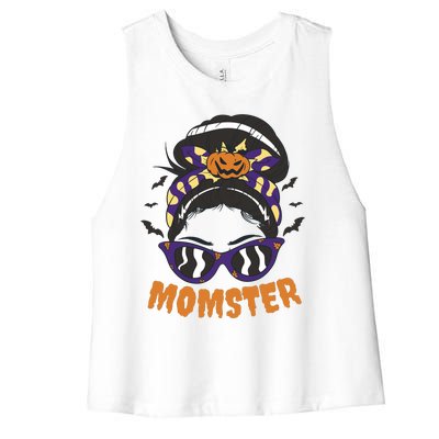 Momster Halloween Gift For Mom Women's Racerback Cropped Tank