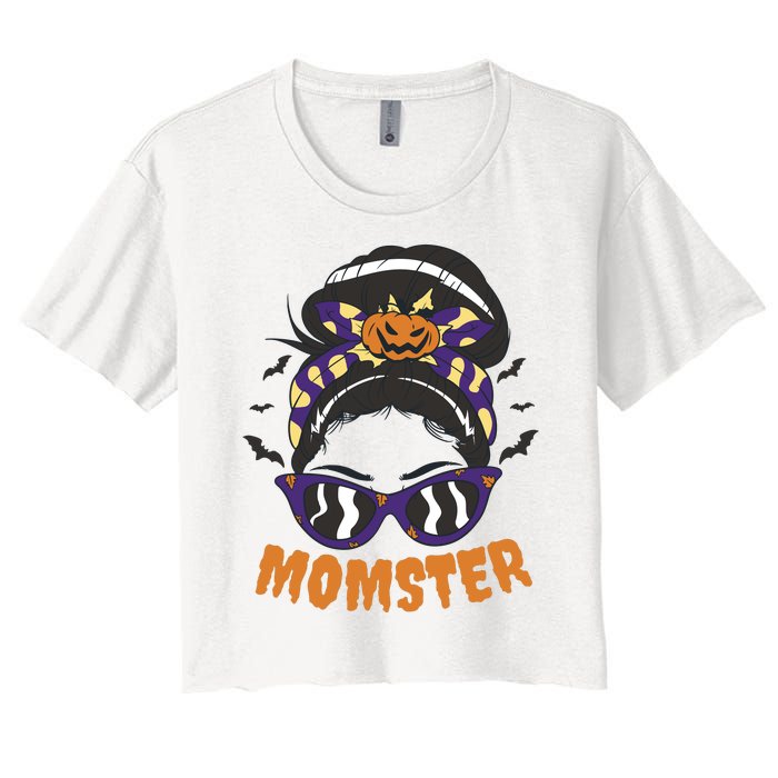 Momster Halloween Gift For Mom Women's Crop Top Tee