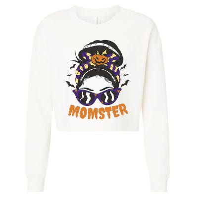 Momster Halloween Gift For Mom Cropped Pullover Crew