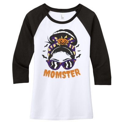 Momster Halloween Gift For Mom Women's Tri-Blend 3/4-Sleeve Raglan Shirt