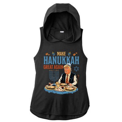 Make Hanukkah Great Again Trump Chanukkah Jewish Holiday Ladies PosiCharge Tri-Blend Wicking Draft Hoodie Tank