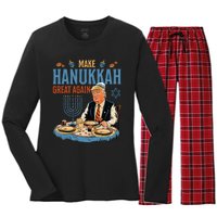 Make Hanukkah Great Again Trump Chanukkah Jewish Holiday Women's Long Sleeve Flannel Pajama Set 