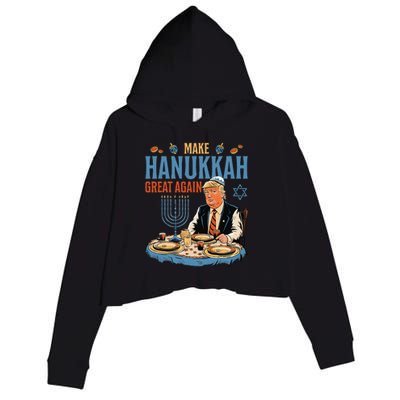 Make Hanukkah Great Again Trump Chanukkah Jewish Holiday Crop Fleece Hoodie