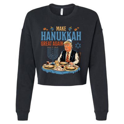 Make Hanukkah Great Again Trump Chanukkah Jewish Holiday Cropped Pullover Crew