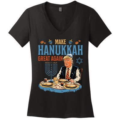 Make Hanukkah Great Again Trump Chanukkah Jewish Holiday Women's V-Neck T-Shirt