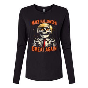 Make Halloween Great Again Donald Trump Funny Skeleton Womens Cotton Relaxed Long Sleeve T-Shirt