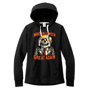 Make Halloween Great Again Donald Trump Funny Skeleton Women's Fleece Hoodie