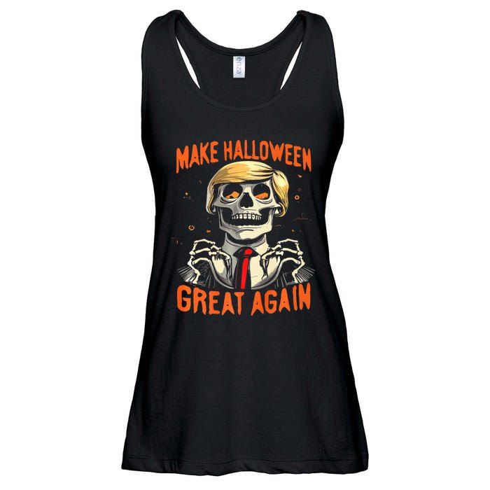 Make Halloween Great Again Donald Trump Funny Skeleton Ladies Essential Flowy Tank