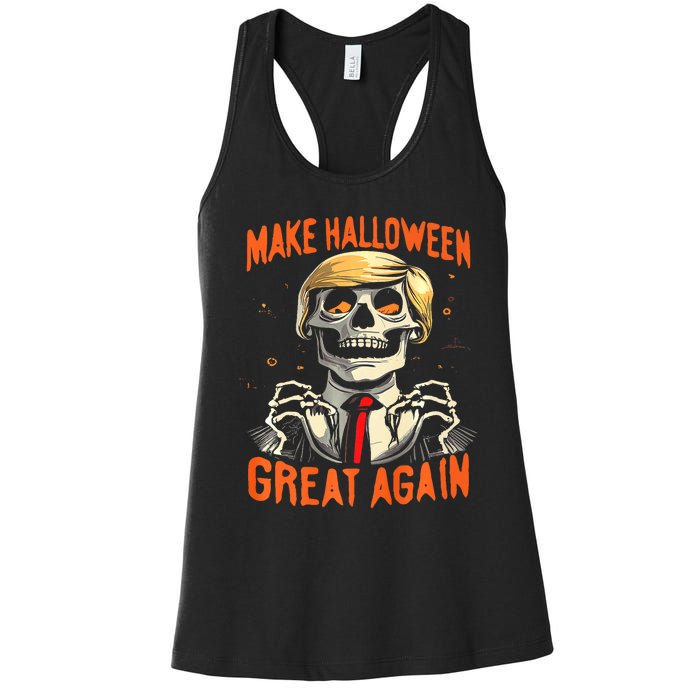 Make Halloween Great Again Donald Trump Funny Skeleton Women's Racerback Tank