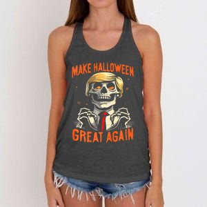 Make Halloween Great Again Donald Trump Funny Skeleton Women's Knotted Racerback Tank