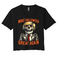 Make Halloween Great Again Donald Trump Funny Skeleton Women's Crop Top Tee