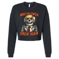 Make Halloween Great Again Donald Trump Funny Skeleton Cropped Pullover Crew