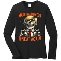 Make Halloween Great Again Donald Trump Funny Skeleton Ladies Long Sleeve Shirt