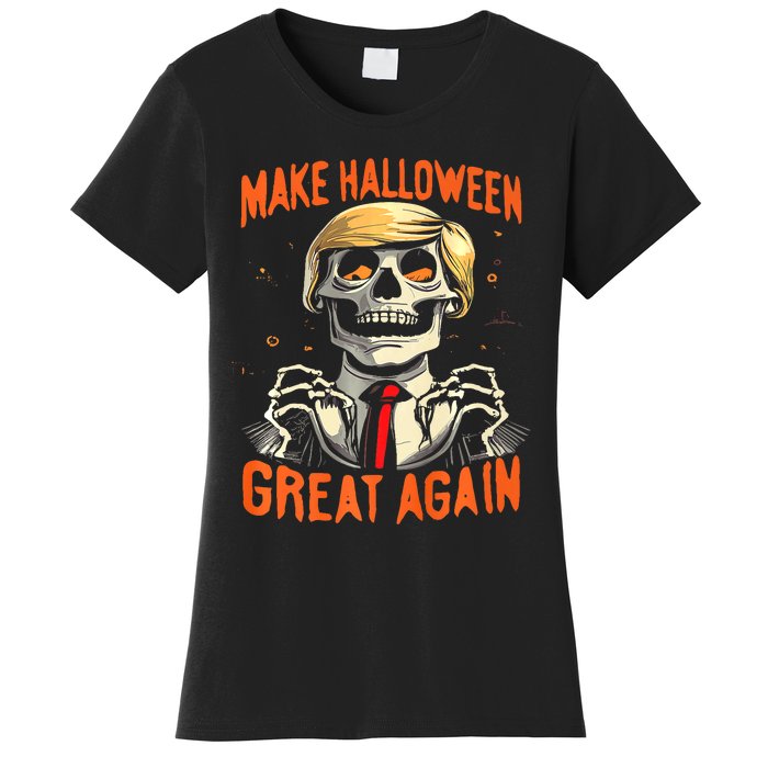 Make Halloween Great Again Donald Trump Funny Skeleton Women's T-Shirt