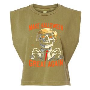 Make Halloween Great Again Donald Trump Funny Skeleton Garment-Dyed Women's Muscle Tee