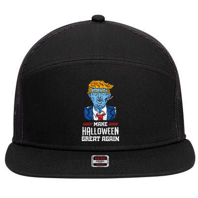 Make Halloween Great Again Donald Trump Zombie Funny Gift 7 Panel Mesh Trucker Snapback Hat