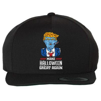 Make Halloween Great Again Donald Trump Zombie Funny Gift Wool Snapback Cap