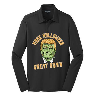 Make Halloween Great Again Funny Donald Trump Halloween Gift Silk Touch Performance Long Sleeve Polo