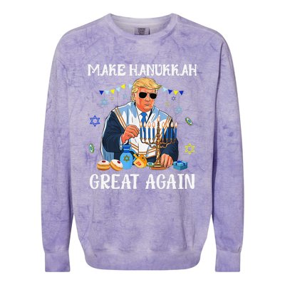 Make Hanukkah Great Again Trump Jewish Ugly Chanukah Gift Colorblast Crewneck Sweatshirt