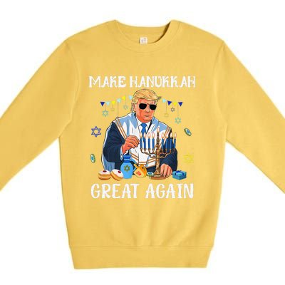 Make Hanukkah Great Again Trump Jewish Ugly Chanukah Gift Premium Crewneck Sweatshirt